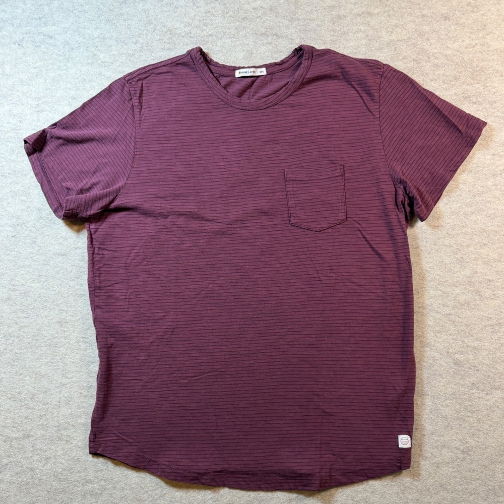 Marine Layer Mens M/L Burgundy Striped Short Sleeve Pocket Tee Shirt 14556